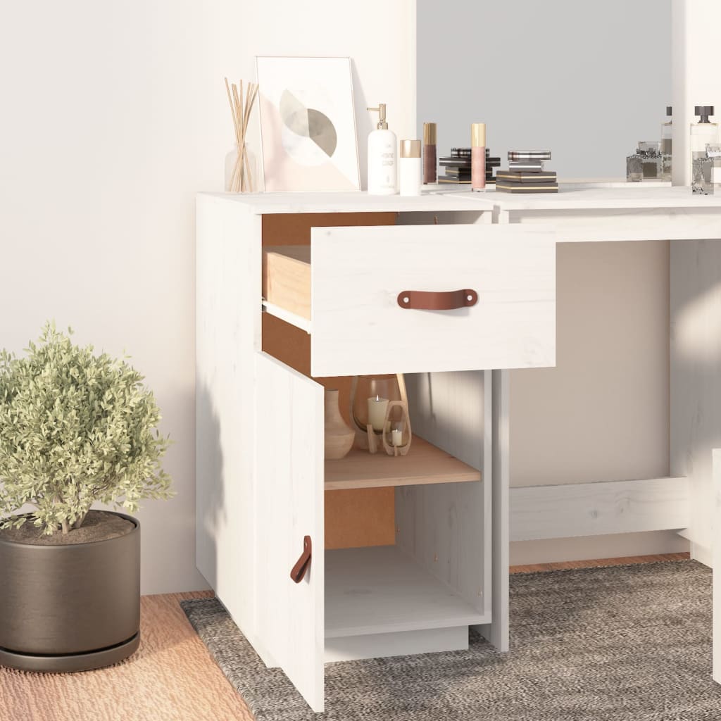 Desk Cabinet White 40x50x75 cm Solid Wood Pine