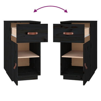 Desk Cabinet Black 40x50x75 cm Solid Wood Pine