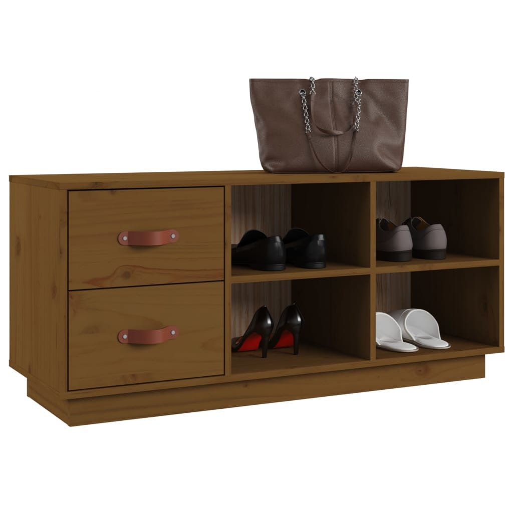 Shoe Bench Honey Brown 100x34x45 cm Solid Wood Pine