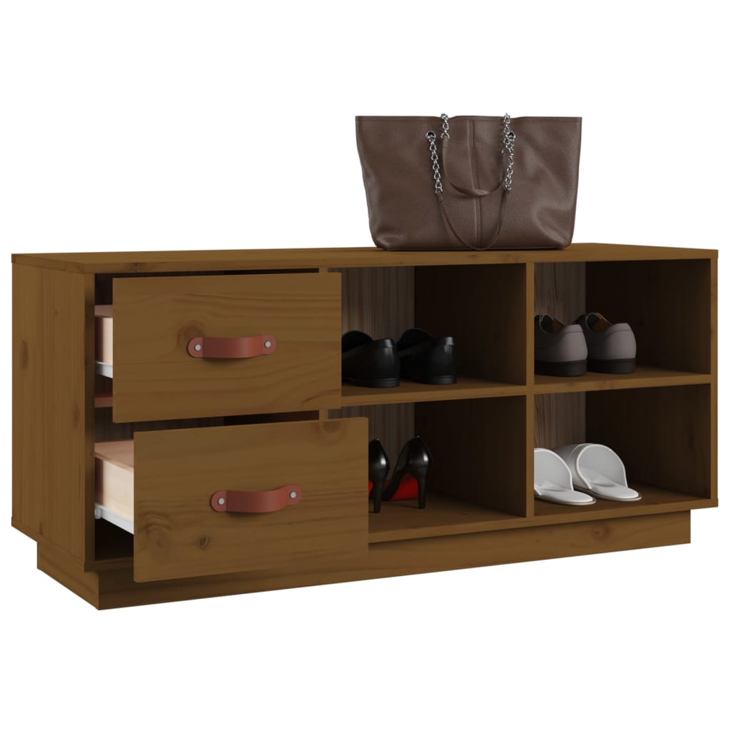 Shoe Bench Honey Brown 100x34x45 cm Solid Wood Pine