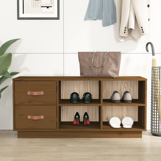 Shoe Bench Honey Brown 100x34x45 cm Solid Wood Pine