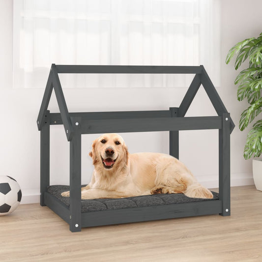 Dog Bed Grey 81x60x70 cm Solid Wood Pine