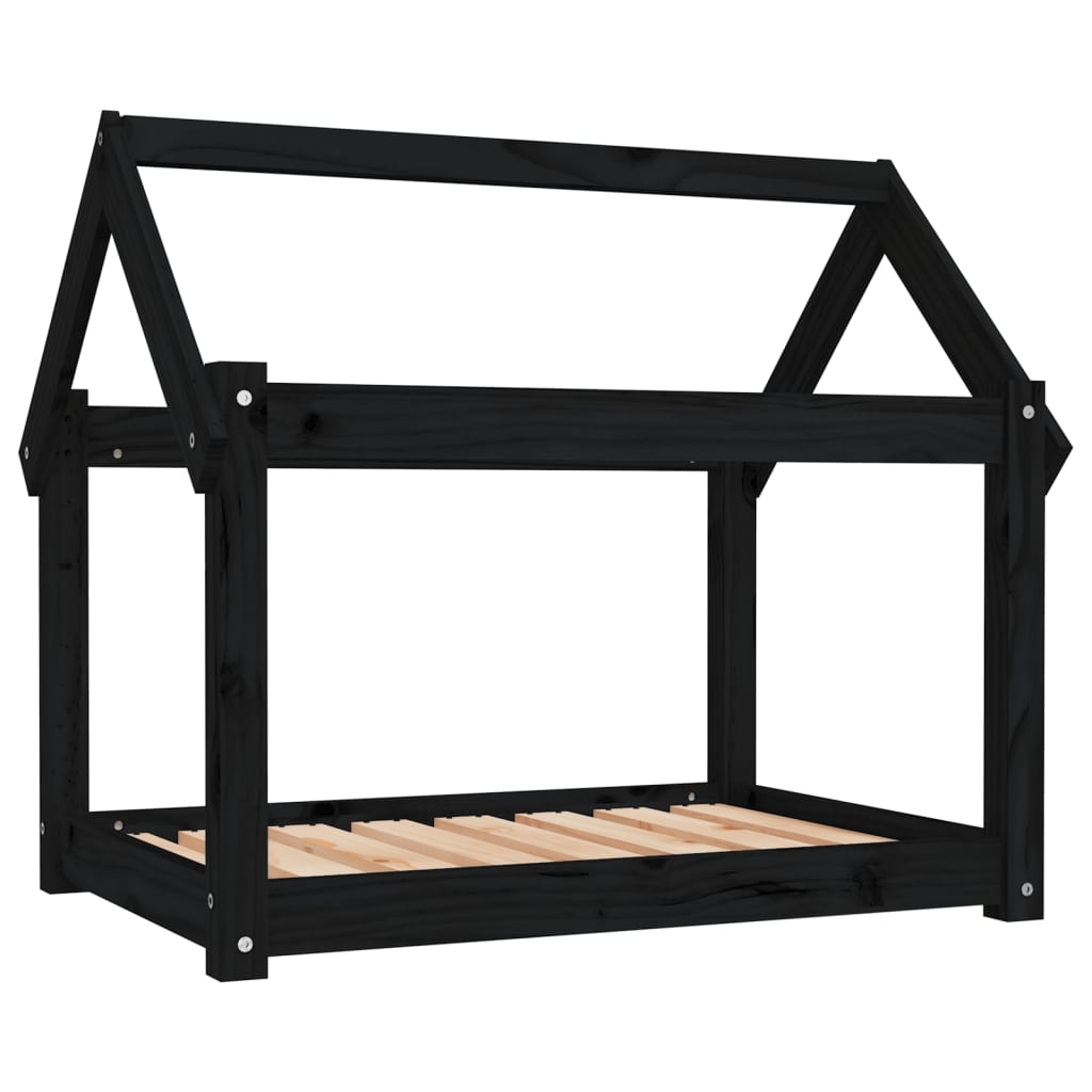 Dog Bed Black 81x60x70 cm Solid Wood Pine