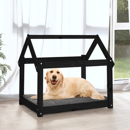 Dog Bed Black 81x60x70 cm Solid Wood Pine