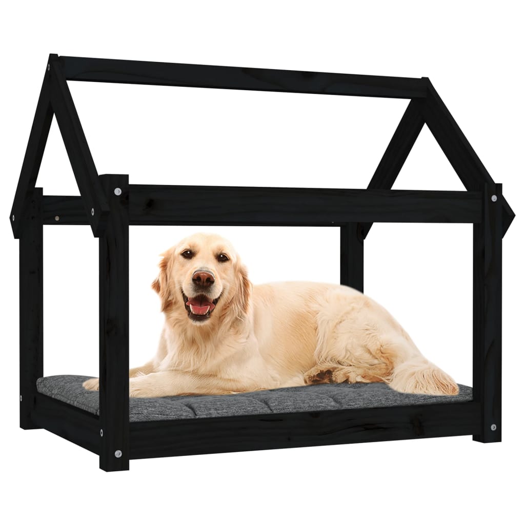 Dog Bed Black 81x60x70 cm Solid Wood Pine