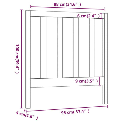 Bed Headboard White 95x4x100 cm Solid Wood Pine