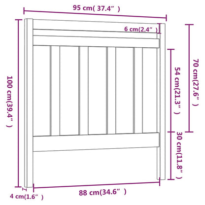 Bed Headboard White 95x4x100 cm Solid Wood Pine