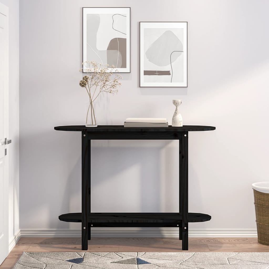 Console Table Black 110x40x80 cm Solid Wood Pine