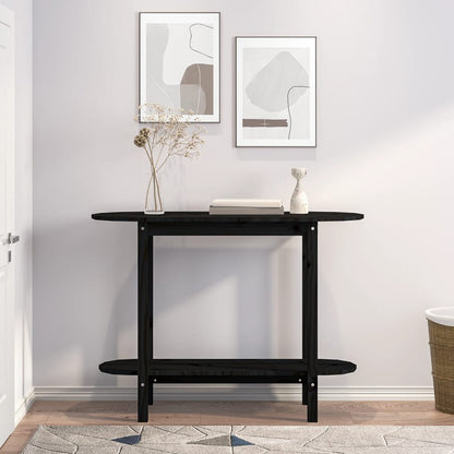 Console Table Black 110x40x80 cm Solid Wood Pine