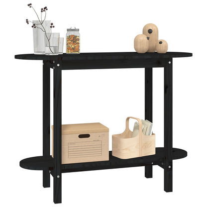 Console Table Black 110x40x80 cm Solid Wood Pine
