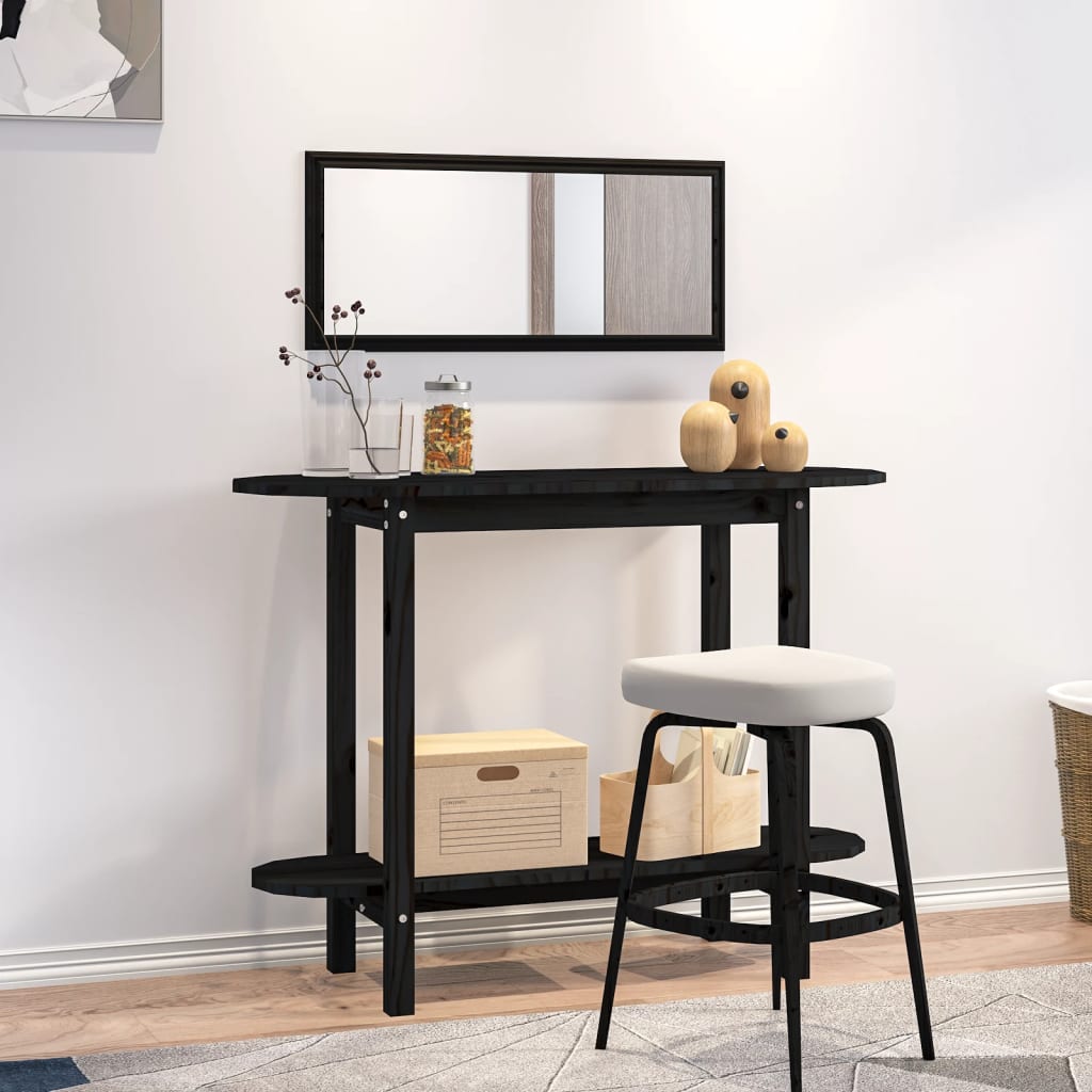 Console Table Black 110x40x80 cm Solid Wood Pine