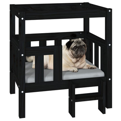 Dog Bed Black 65.5x50.5x70 cm Solid Wood Pine