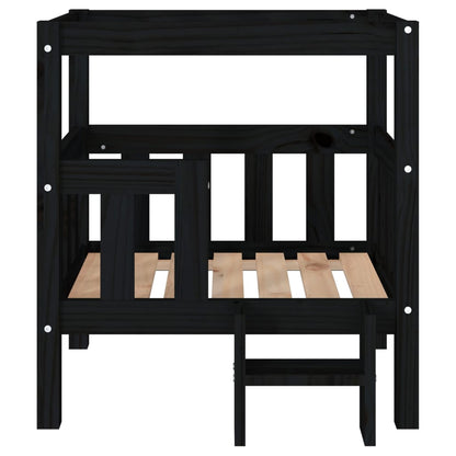 Dog Bed Black 65.5x50.5x70 cm Solid Wood Pine