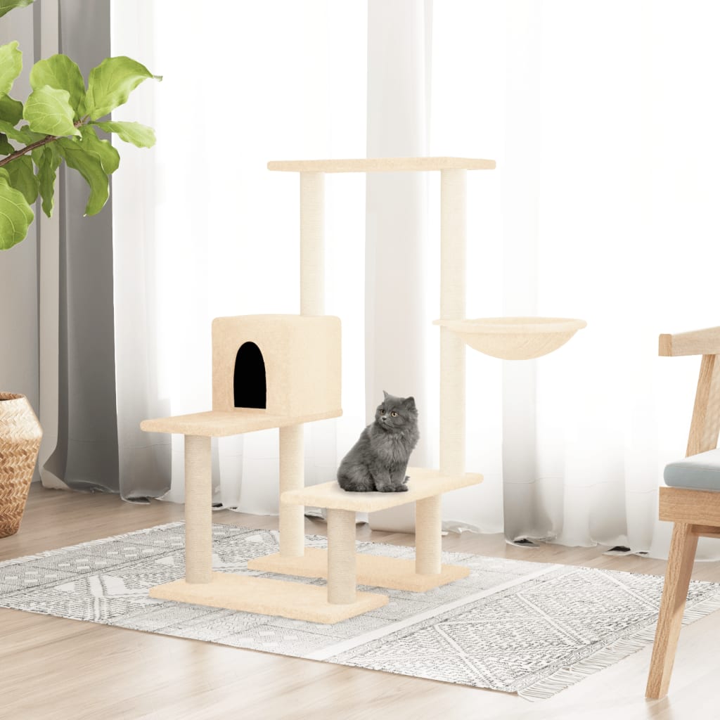 Cat Tree with Sisal Scratching Posts Cream 94.5 cm