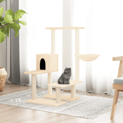 Cat Tree with Sisal Scratching Posts Cream 94.5 cm