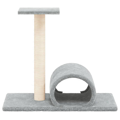 Cat Scratching Post with Tunnel Light Grey 60x34.5x50 cm