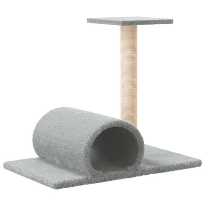 Cat Scratching Post with Tunnel Light Grey 60x34.5x50 cm