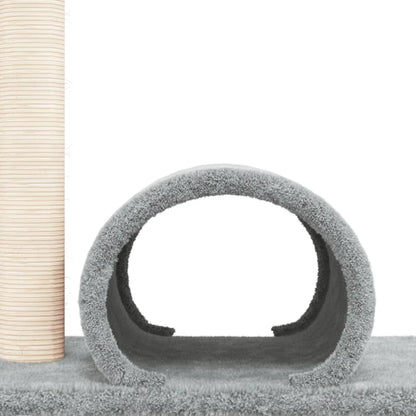 Cat Scratching Post with Tunnel Light Grey 60x34.5x50 cm