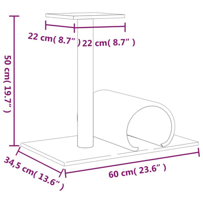 Cat Scratching Post with Tunnel Light Grey 60x34.5x50 cm