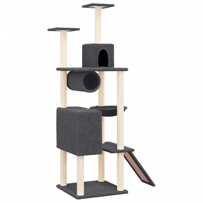 Cat Tree with Sisal Scratching Posts Dark Grey 168 cm