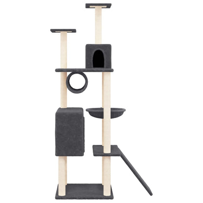Cat Tree with Sisal Scratching Posts Dark Grey 168 cm