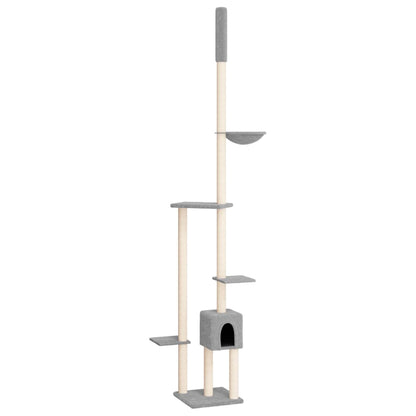 Floor to Ceiling Cat Tree Light Grey 258.5-284.5 cm