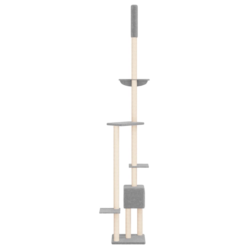 Floor to Ceiling Cat Tree Light Grey 258.5-284.5 cm