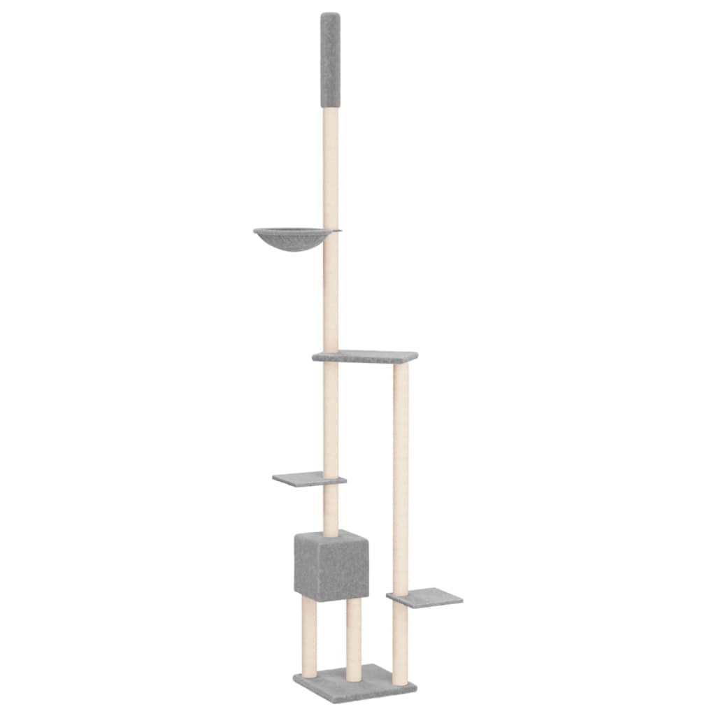 Floor to Ceiling Cat Tree Light Grey 258.5-284.5 cm