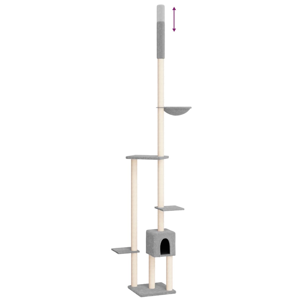 Floor to Ceiling Cat Tree Light Grey 258.5-284.5 cm