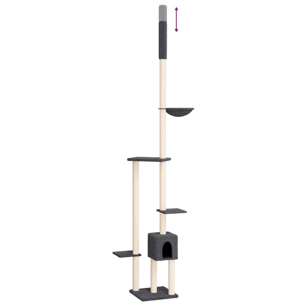 Floor to Ceiling Cat Tree Dark Grey 258.5-284.5 cm