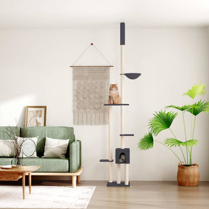 Floor to Ceiling Cat Tree Dark Grey 258.5-284.5 cm