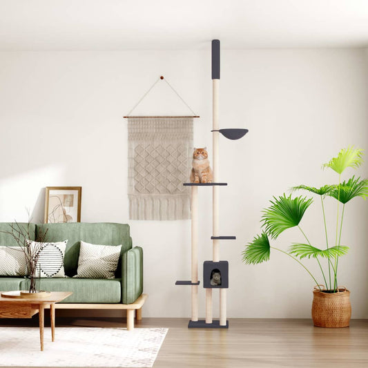 Floor to Ceiling Cat Tree Dark Grey 258.5-284.5 cm