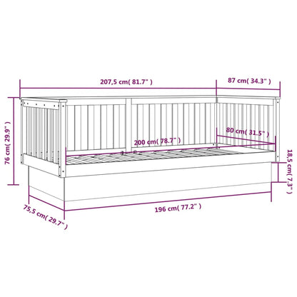 Day Bed without Mattress Honey Brown 80x200 cm Solid Wood Pine