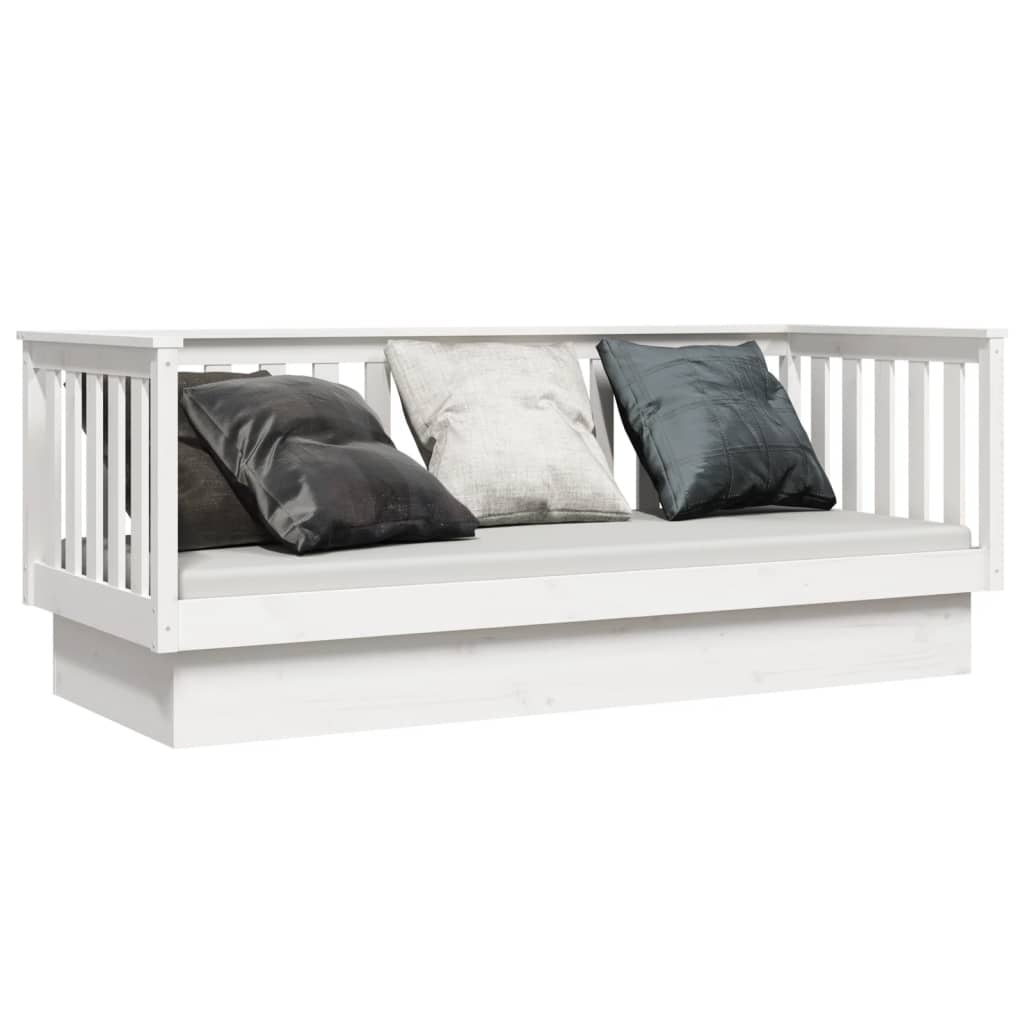 Day Bed without Mattress White 75x190 cm Small Single Solid Wood Pine