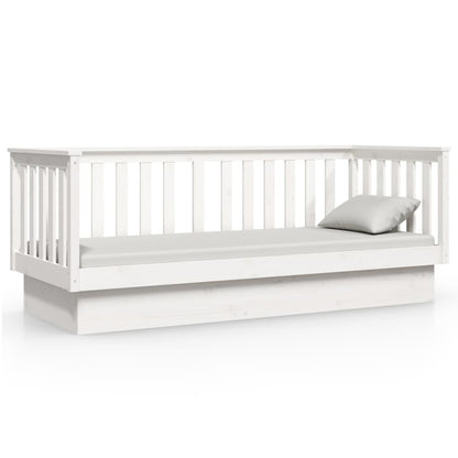 Day Bed without Mattress White 75x190 cm Small Single Solid Wood Pine