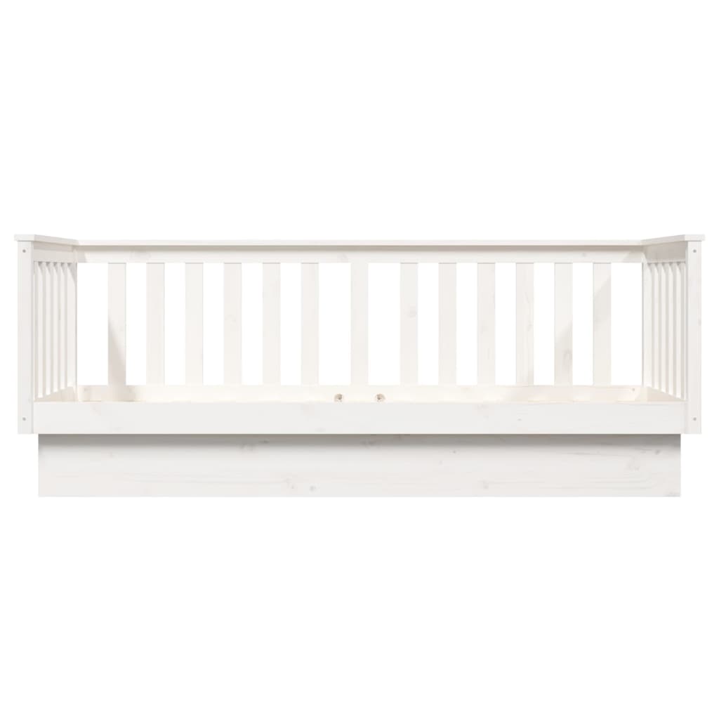 Day Bed without Mattress White 75x190 cm Small Single Solid Wood Pine