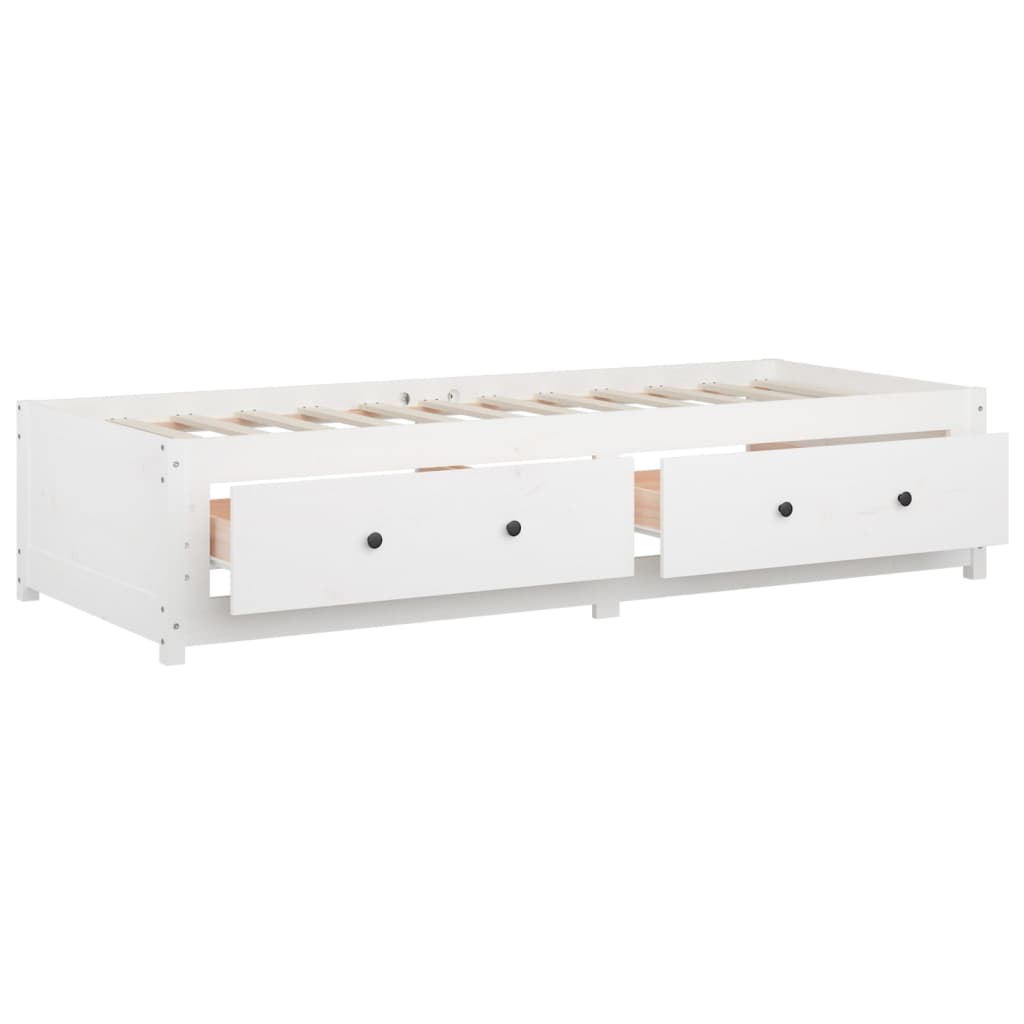 Day Bed without Mattress White 90x190 cm Single Single Solid Wood Pine