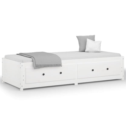 Day Bed without Mattress White 75x190 cm Small Single  Solid Wood Pine