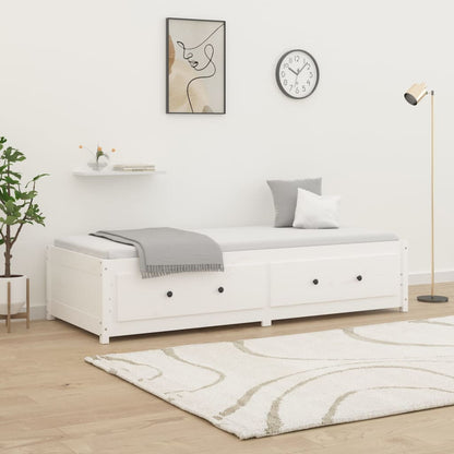 Day Bed without Mattress White 75x190 cm Small Single  Solid Wood Pine
