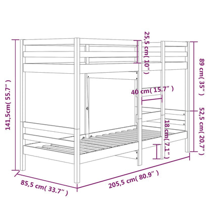 Bunk Bed without Mattress 80x200 cm Solid Wood Pine