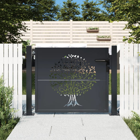 Garden Gate Anthracite 105x80 cm Steel Tree Design