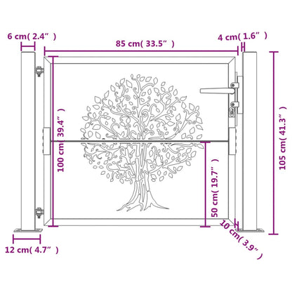 Garden Gate Anthracite 105x105 cm Steel Tree Design