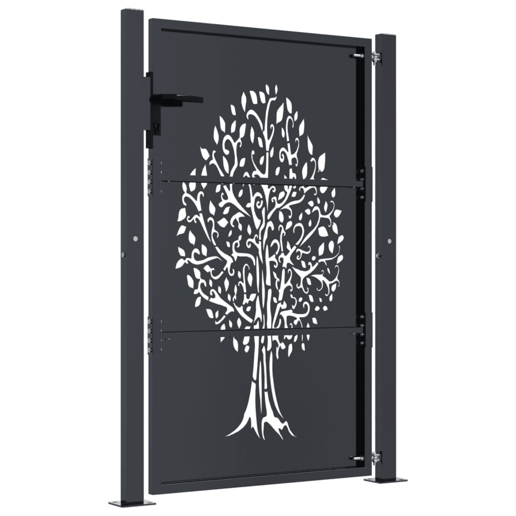 Garden Gate Anthracite 105x130 cm Steel Tree Design