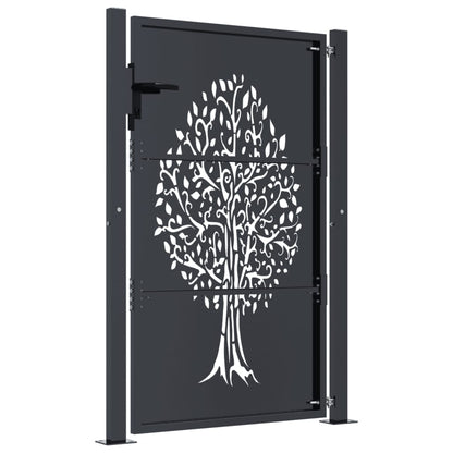 Garden Gate Anthracite 105x130 cm Steel Tree Design