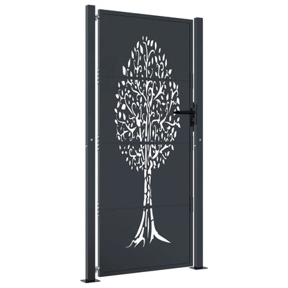 Garden Gate Anthracite 105x180 cm Steel Tree Design