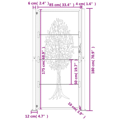 Garden Gate Anthracite 105x180 cm Steel Tree Design
