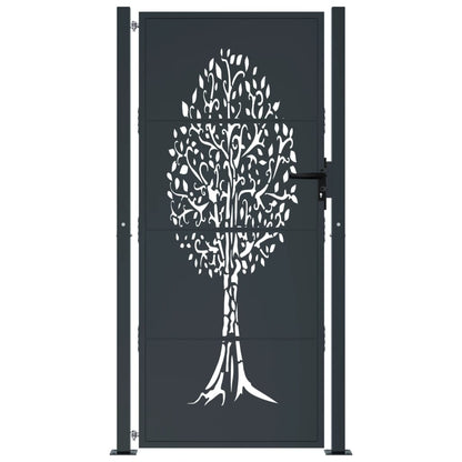 Garden Gate Anthracite 105x205 cm Steel Tree Design