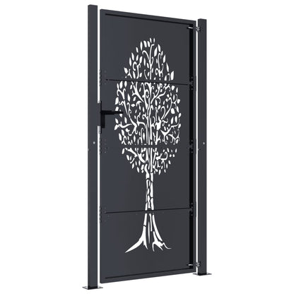 Garden Gate Anthracite 105x205 cm Steel Tree Design