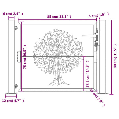 Garden Gate 105x80 cm Corten Steel Tree Design