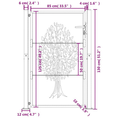 Garden Gate 105x130 cm Corten Steel Tree Design